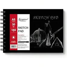 Bloc de Dibujo, Cuaderno de Bocetos, Peso de Hoja 160 g, 30 Hojas, Encuadernados en Lateral en Espiral, para Artistas Profesionales y Aficionados, Lápices de Colores, Bocetos, 21 * 14.8 - A5 - Ver 9