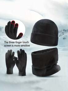 3pcs/Set Warm Knitted Beanie, Scarf And Gloves Set, Winter Accessories, Holiday Gift