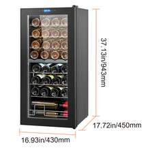 Enfriador de vino  para 32 botellas, refrigerador para vinos de doble zona y doble temperatura, refrigerador independiente con control digital, puerta de vidrio templado con protección UV, almacenamiento de vino tinto y blanco para bar en casa - Negro - Ver 10