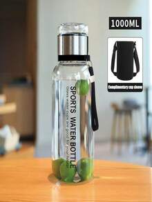 1pc Large Capacity Portable Glass Water Bottle With Tea Infuser
