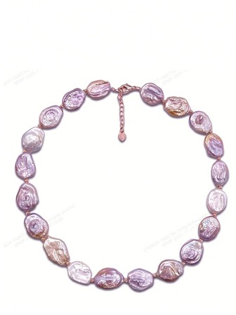Adjustable Baroque Natural Freshwater Pearl Necklace, White & Purple Mix