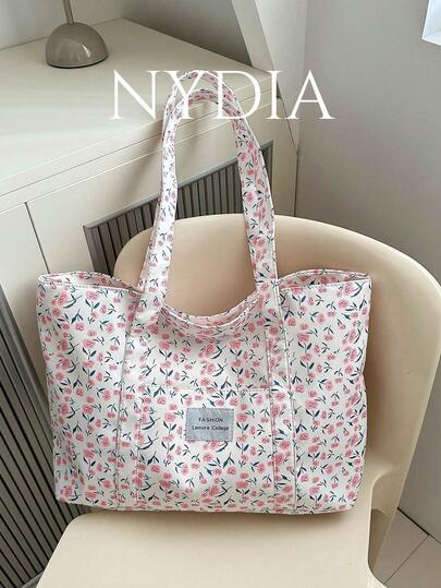 Bolso de mano grande de pana de unicolor y sencillo, ligero y portátil, de gran capacidad, adecuado para adolescentes, mujeres y estudiantes universitarios, perfecto para volver al colegio, la universidad, la escuela secundaria y la escuela de literatura. Bolso y bolso para libros para mujeres o estudiantes, perfecto para libros, compras, vuelta al colegio y talla grande