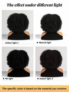 Tóc giả ngắn xoăn kiểu Afro, thích hợp cho cosplay, tóc tổng hợp màu đỏ ombre tự nhiên, chịu nhiệt, không cần keo dán. - Nhiều màu - Xem 4
