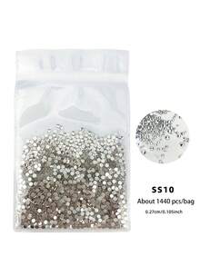 1440 قطعة مسامير بيضاء مسطحة القاع للتزيين متعددة الأغراض DIY لتخصيص ديكور الأظافر وأغطية الهواتف والملابس والمكياج وزجاجات المياه والترصيع - أبيض - مشاهدة 11