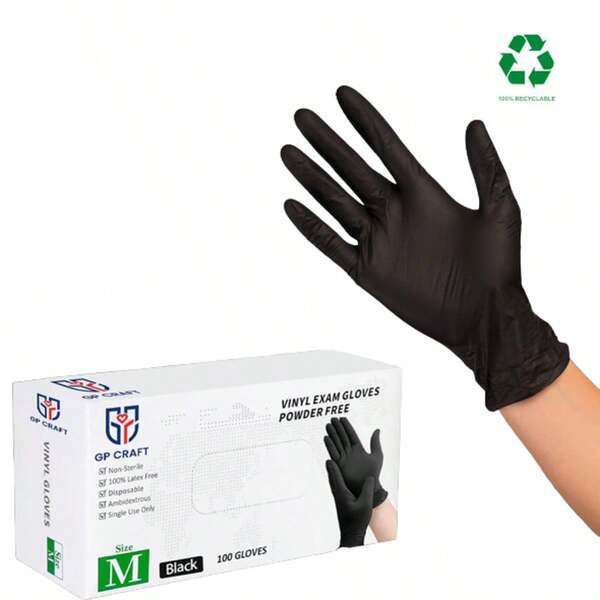 Guantes desechables de vinilo GP Craft - Guantes sin látex y sin polvo para limpieza, alimentos, hogar, textura cómoda en caja