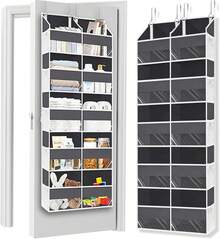Over The Door Organizer Multi Pocket,5 Tier Large Hanging Shelf For Storage Kids Toys, Diapers, Clothes,Yarn,Heavy Duty Behind Door Storage For Bedroom Bathoom Nursery Closet Pantry,Gray - 淺灰色 - 查看 3