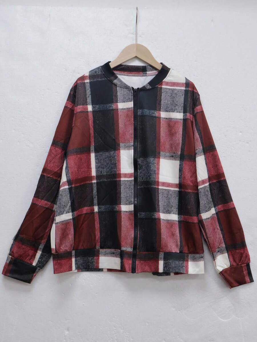 Áo khoác thường ngày họa tiết kẻ caro cỡ lớn, mùa thu - Nhiều màu - Xem 1