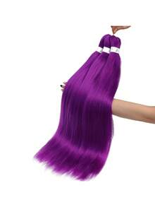 1 paquete de cabello de trenzado de crochet sintético de 26 pulgadas pre-estirado, textura Yaki (Morado) - Ver 10