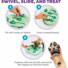Outward Hound By Nina Ottosson Puppy Hide N' Slide Treat Puzzle Enrichment Dog Toy, Green - Puppy Hide-n-slide (Green) - View 3