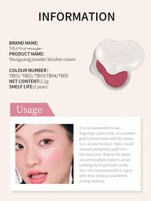 murmurmuse 1pc TB02 Low Saturation Soft Tone Blush; Smooth Creamy Texture Blends Easily; Nourishing, Dewy Radiant Finish Like Second Skin; Lightweight & Comfortable All-Day Cheek Makeup, Enhances Natural Beauty For Women & Girls, Suitable For Daily & Special Occasions, Also Makes A Great Gift; Facial Makeup, Essential For Dorm In Back-To-School Season. - TB02 - View 8