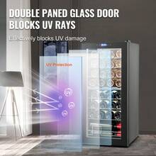 Enfriador de vino  para 32 botellas, refrigerador para vinos de doble zona y doble temperatura, refrigerador independiente con control digital, puerta de vidrio templado con protección UV, almacenamiento de vino tinto y blanco para bar en casa - Negro - Ver 5
