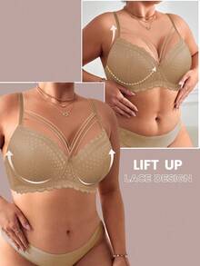 MIMILEMON Bra Berkawat Berbantalan Renda Cokelat Kopi Ukuran Plus - Coffee Brown - View 8