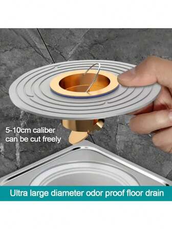 1 pieza Filtro de drenaje de piso de ducha de plástico ajustable con flujo inverso, drenaje rápido anti-olor, para baño, diseño de fácil corte