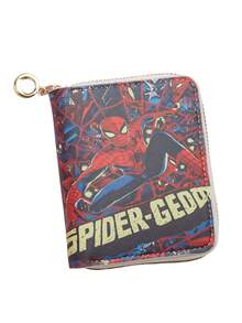 Marvel Cartera de Spiderman con cremallera corta, cartera de dibujos animados para estudiantes, monedero, tarjetero, regalo de Navidad, regalo del Día de San Valentín para hombres, billetera mini, monedero, llavero, regalos para hombres