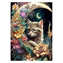 [Free Shipping]OFRKE Diamond Painting Kits For Adults Beginners 5D Diamond Art Kits With Round Diamonds Gem Art Full Drill Cat Painting For Home Wall Decor Gifts 12x16inch,A-Cat - A貓 - 查看 1