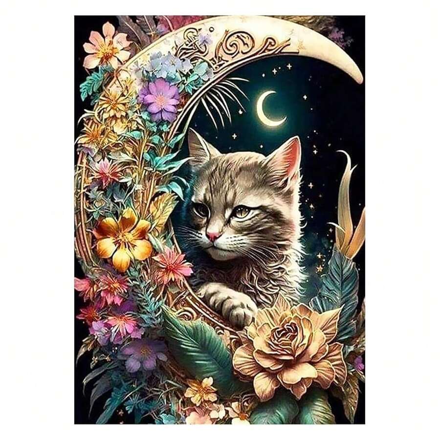 [Free Shipping]OFRKE Diamond Painting Kits For Adults Beginners 5D Diamond Art Kits With Round Diamonds Gem Art Full Drill Cat Painting For Home Wall Decor Gifts 12x16inch,A-Cat - A貓 - 查看 1