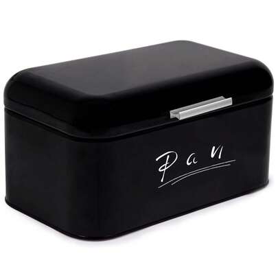 Madera Nieve Panera metálica con tapa abatible | Caja de almacenamiento para pan, bollería y galletas | Mantiene el pan fresco y seco | Diseño retro para cocina