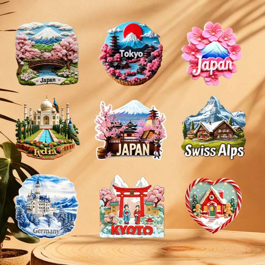 Colección de imanes con diseños florales "Bendice este hogar": 9 diseños soleados desde cestas rústicas hasta tazas de té elegantes, un regalo reconfortante y un set de decoración - Multicolor A - Ver 1