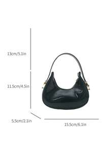 Mini sac à main mignon en laque miroir brillant pour femmes, sac fourre-tout léger de haute qualité et - Vert - Voir 3