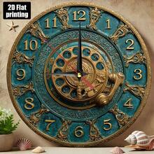 1pc Vintage Turquoise & Golden Retro Telephone Wall Clock - Large Easy-To-Read Analog Clock With Black Hands, Silent Non-Ticking (Batteries Not Included) - Farmhouse Decor For Kitchen, Bedroom, Office - Durable Artificial Wood Construction, 9. 8x9.. 8 Inch - Mid-Century Modern Style With Green Face & Golden Numbers, 2D Flat Print, No Ticking Sound, Easy To Hang, Living Room Wall Clock, Clocks For Living Room, Wall Clock Large Decorative Clocks, Stylish Wall Clock, - Nhiều màu - Xem 5