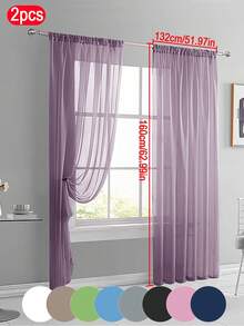 2pcs Solid Sheer Curtains, Lightweight Luxurious Minimalist Polyester Sheer Curtains, Filtering Lighting For Bedroom, Living Room, Balcony Decoration, Modern Design 100% Polyester Thin Voile, Semi-Transparent Privacy, Fashionable Bedroom Decor, Thin Transparent Voile
