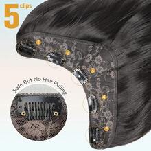 V-Shaped Clip In Extensions Synthetic Hair Extension Wavy Hair Extensions Brown Black Hair Extensions One Piece Extensions With 5 Secure Clips Vigorous Clip In Hair Extension For Women,BrownBlack - CoklatHitam - View 4