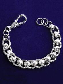 DUBSS 男士镀金真铜嘻哈风滚珠环手链，单件装，阿尔伯特扣 - 手鍊 - 查看 14