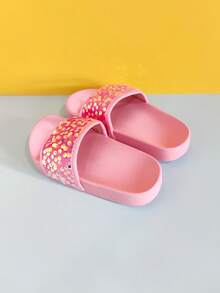 Girls' Glitter Fashion Casual Slippers, Soft & Comfortable Shiny Flat Slides, Suitable For Indoor & Outdoor Wear, All Seasons - Pink - View 2