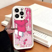 Cubierta de teléfono con borde negro y diseño rosa para  con estampado de graduación clase de 2024 ideal para estudiantes universitariosCompatible with  16 Pro Max/16 Plus/16 Pro/16/15 Pro Max/15 Plus/15 Pro/15/14 Pro Max/14 Plus/14 Pro/14/13 Pro Max/13 Pro/13/12 Pro Max/12 Pro/12/11 Pro Max/11 Pro/11/XS Max/XR/X/7 Plus/7 TPU Drop-Proof and Stain-Resistant Protective Soft Case - Café integral - Ver 4