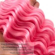 Pink Curly Ocean Wavy Braiding Hair For  24 Inch 2 Packs Pink Boho Hair For Braiding Deep Wave Crochet Hair Soft Curls For Boho Braids Extensions,PinkBohoHair - PinkBohoHair - Xem 5