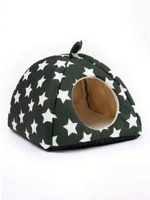 1pc Black Star Pattern Hamster Bed, Rabbit Hideaway, Cozy And Warm Small Pet Nest, Washable, Suitable For Small Pets, Ferrets, And Rabbits - Black - View 7