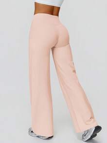 NcmRyu 1pc Women's High Waist Slimming Lifting Wide Leg Pants, Suitable For Casual, Fitness, Running, Dancing, Yoga