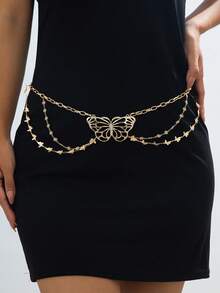 Female Style Butterfly Chain Party Fashion Classic Waist Chain (No Gift Box) - Yellow Gold - View 1