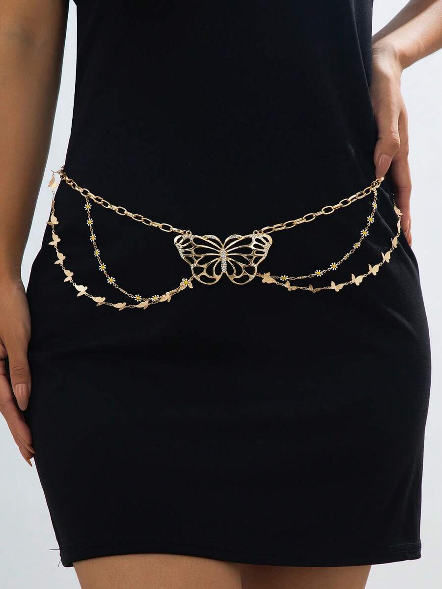 Female Style Butterfly Chain Party Fashion Classic Waist Chain (No Gift Box) - Yellow Gold - View 1