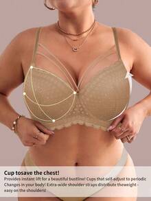 MIMILEMON Bra Berkawat Berbantalan Renda Cokelat Kopi Ukuran Plus - Coffee Brown - View 7