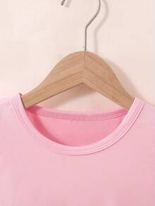 Girls' K-Pop Demon Style My Little Soda Pop Graphic T-Shirt - Cute Cartoon Print Short Sleeve Tee With Heart & Soda Can Design, Breathable Polyester Top For 3-10 Years