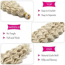 Deep Ocean Wave Wavy Braiding Hair Blonde Curly Ocean Deep Wave Crochet Hair 613 Boho Hair For Braiding 24 Inch 2 Packs Boho Curls Braids Extensions,613BohoHair - 613BohoHair - 查看 3