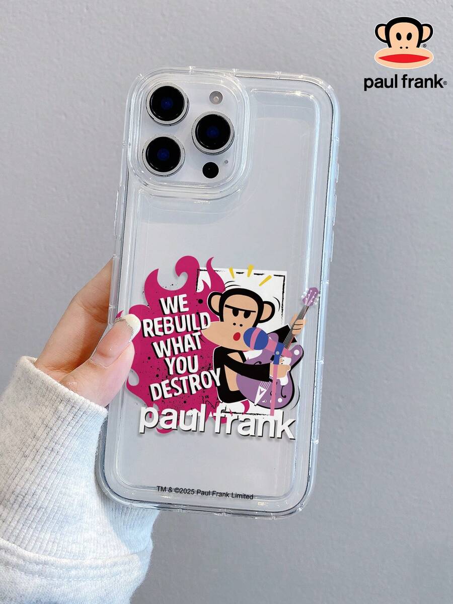 Ốp lưng điện thoại đệm khí trong suốt Paul Frank được cấp phép chính thức, bảo vệ toàn thân chống rơi vỡ hình mặt khỉ cho camera, thiết kế mới tương thích với iPhone 13/14/15/16/17 Pro Max - Nhiều màu - Xem 1