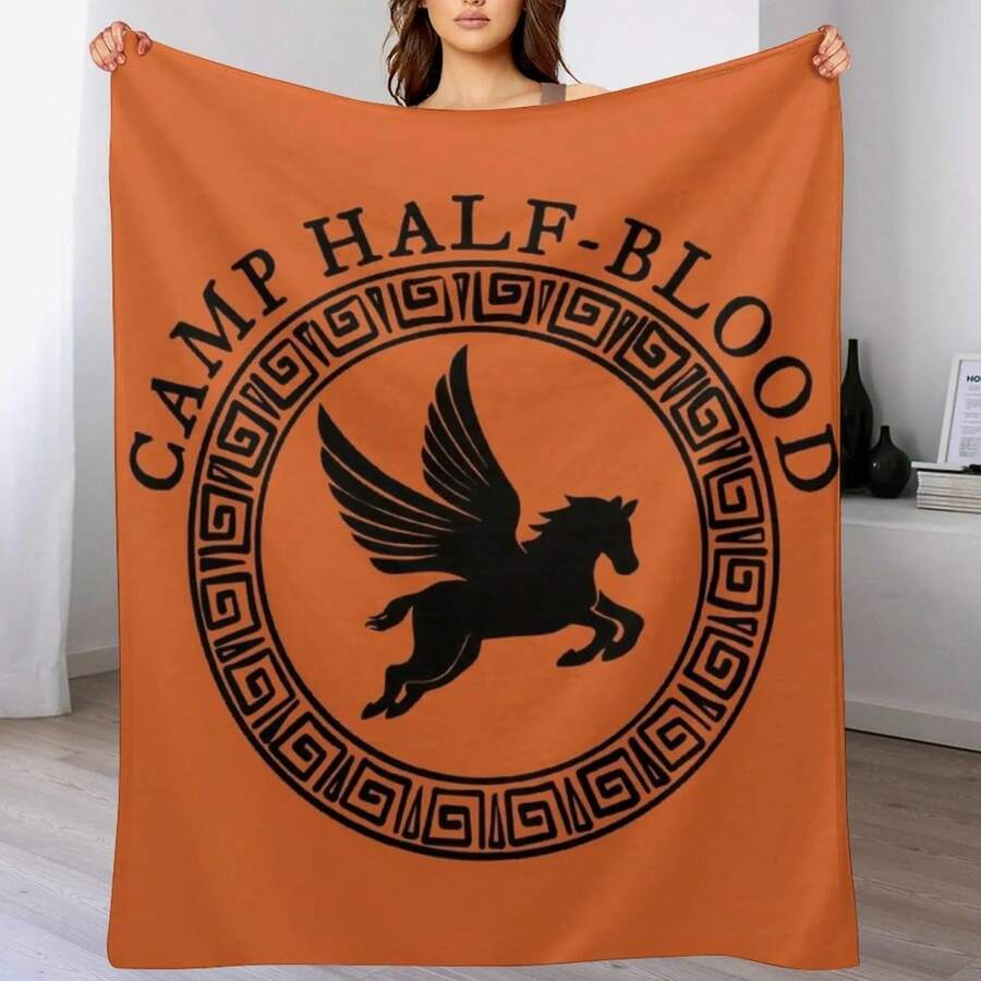 Camp Half Blood, Camp Half Blood Logo Throw Blanket Hairy Sofa Throw Vintage Blankets - màu đen - Xem 1