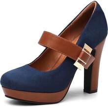 Women's Platform Pumps - High Heel Closed Toe Dress Shoes With Ankle Strap, Block Heel Round Toe Wedding & Party ShoesChristmas - 粉色 - 查看 3