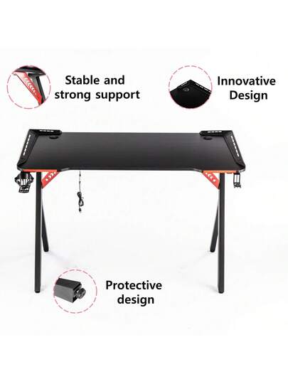 Children's Desk, Study Gaming Ergonomic Headphone Hook Cup Holder, Stable Computer Tafel Office view 4