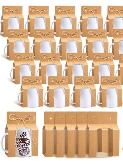 12PCS/1PC/Mug Boxes Sublimation Coffee Mugs Gift Bags With Window Packaging Storage Box For Shipping Selling Chirstmas Gift Packaging Wrapping(For 11oz Mug,Brown)