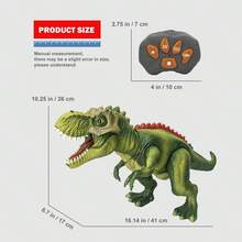 1 pieza Aproximadamente 41cm Juguete de dinosaurio Tiranosaurio Rex de estilo jurásico de plástico ABS con control remoto, color verde + espina roja, con forma de dinosaurio, luces LED de colores + efecto de rociado de niebla, control remoto inalámbrico, modo de baile, caminar automático, modelo de dinosaurio eléctrico, juguete interactivo para cumpleaños/Halloween/Día del Niño/Fiesta - Multicolor - Ver 8