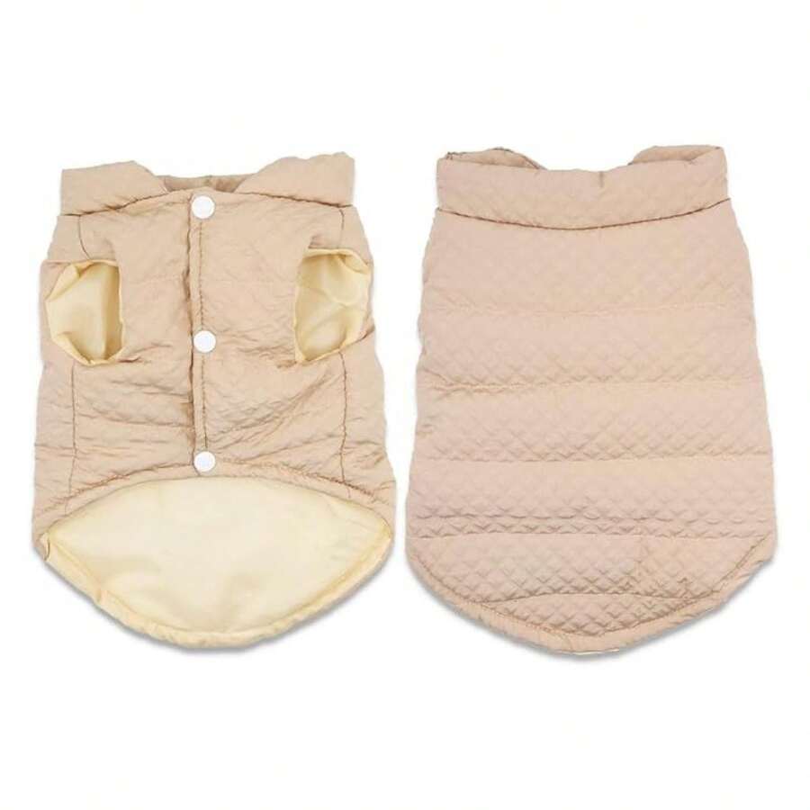 Dog Winter Coat Small Medium Dogs - Lightweight Warm Puppy Clothes Brown Medium - V-Neck Pet Coat For Cold Weather - 多色437 - 查看 1