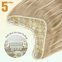 20 Inches Clip In Hair Extensions Synthetic Blonde Highlight Hair Extension Long Wavy Hair Extensions Upgrade V-Shape Clip In Hair Extension Soft And Invisible,BeachBlonde - BeachBlonde - View 4