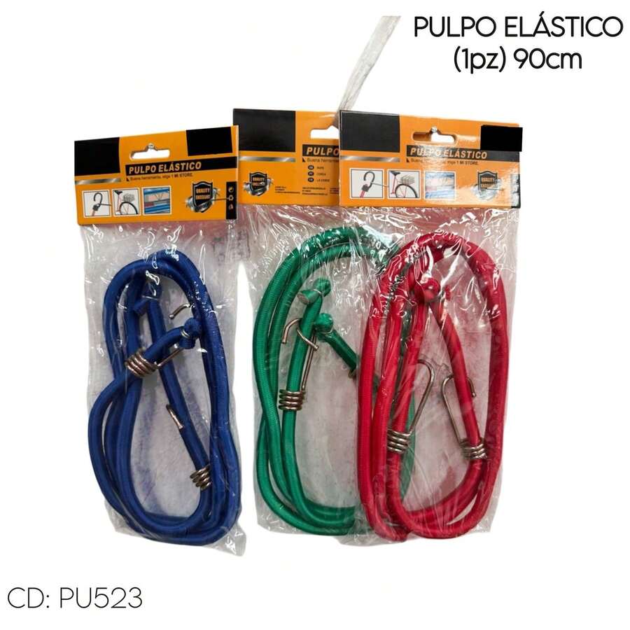 Cuerda Goma Elastica Con Ganchos Para Amarre 10mm X 1.5m - Verde - Ver 1