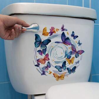 Fjärilsvirvel, avtagbar PVC-klistermärke, självhäftande, lämplig för badrum, toalett, vattentank - lätt att dra av och fästa, tillfällig tapet, oregelbunden blomma/fjärilsdekal för kakel, badkar, dusch - restfri borttagning