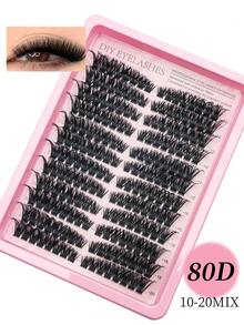 Brand New 192/216 Cluster Thick Eyelash Extensions, 40D/60D/80D/100D, Eyelash Extension Tools, Single Eyelash, Thick And Voluminous Eyelash Extensions, D Curl Eyelash Extensions, Single Eyelash 10-20 Mm, Fine And Thick, Suitable For Beginners, Easy To Wear, Perfect For Holiday Parties And Gatherings. - 粉色 - 查看 7