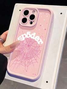2pc New Creative Letter & Cobweb Pattern Phone Case, Compatible With Apple 16 Pro Max, 11/12/13/14 Plus, XR/7/8 Plus/15 PM, Protective Cover Waterproof Shockproof Anti-Fall Scratch ResistantFOR-YOUR-BELOVED-PHONE Christmas Gifts Christmas Gifts - 1pc - 查看 3