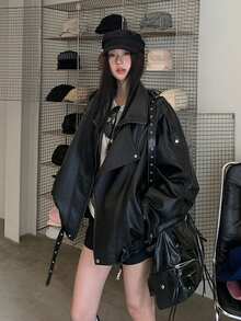 时尚酷炫复古独特夹克 - 黑色 - 查看 1